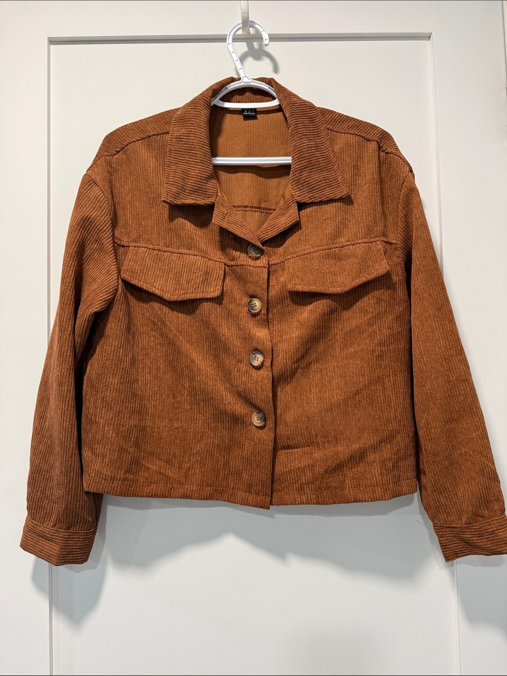 SHEIN Rust Brown Corduroy Button-Front Jacket